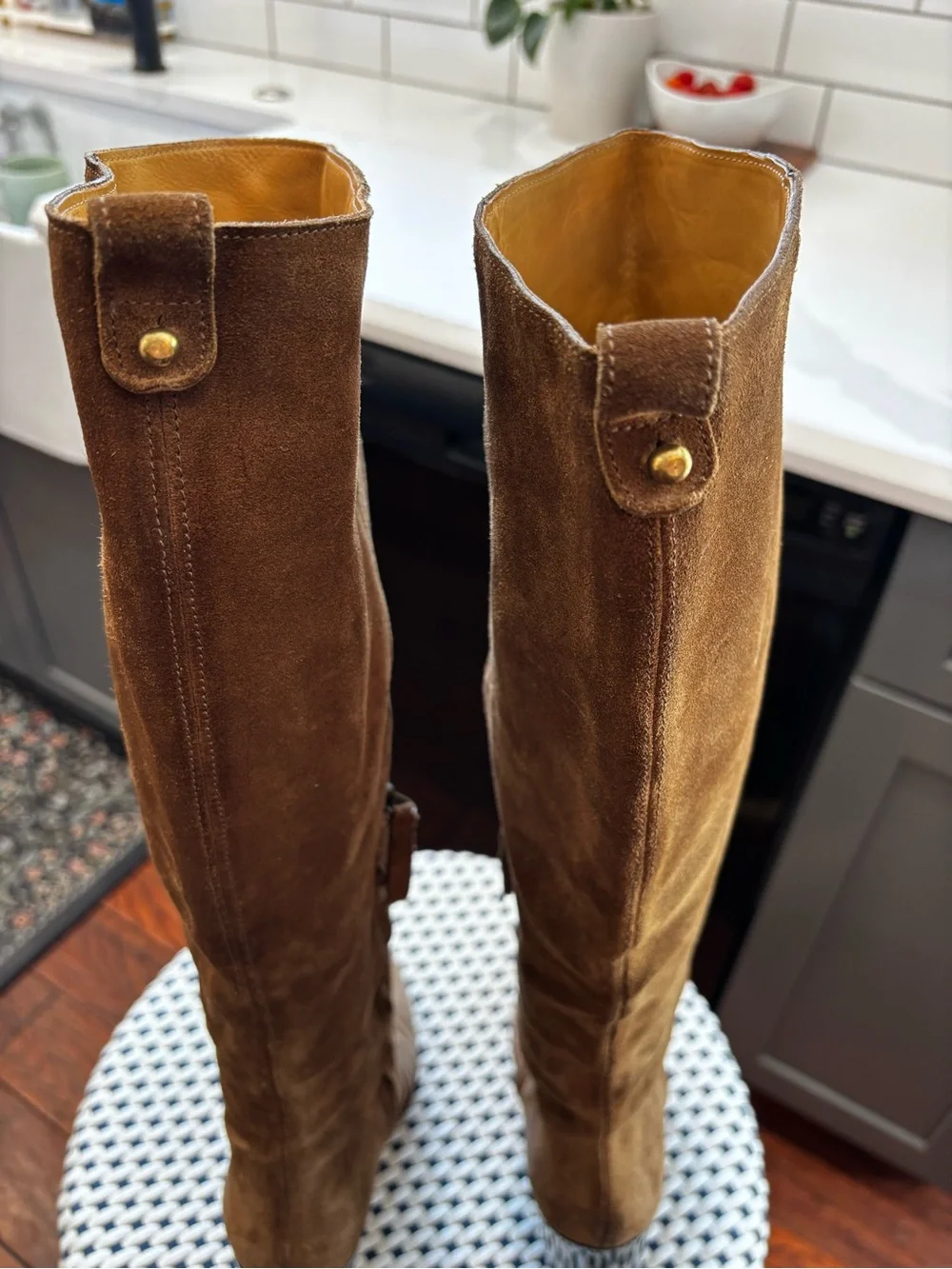 Billy Reid Tall Suede Block Heel Boot - Brown
